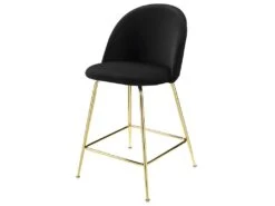 Lot De 2 Tabourets De Bar - Velours Et Métal Doré - Noir - MELBOURNE 14 Lot De 2 Tabourets De Bar - Velours Et Métal Doré - Noir - MELBOURNE -Electroménager Soldes tabouret 452503