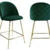 Lot De 2 Tabourets De Bar - Velours Et Métal Doré - Vert - MELBOURNE -Electroménager Soldes tabouret 452515