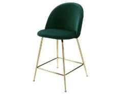 Lot De 2 Tabourets De Bar - Velours Et Métal Doré - Vert - MELBOURNE -Electroménager Soldes tabouret 452519