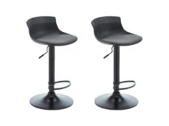 Lot De 2 Tabourets De Bar ALBEDO - Polypropylène Et Tissu - Bicolore - Noir Et Gris
