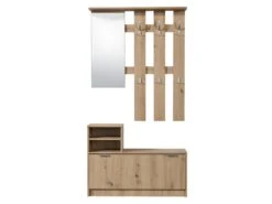 Vestiaire PENINA - 1 Porte, 2 Niches Et 1 Miroir - Coloris : Chêne -Electroménager Soldes vestiaire 436769