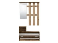 Vestiaire PENINA - 1 Porte, 2 Niches Et 1 Miroir - Coloris : Chêne -Electroménager Soldes vestiaire 436773