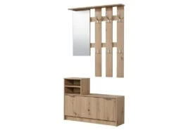 Vestiaire PENINA - 1 Porte, 2 Niches Et 1 Miroir - Coloris : Chêne -Electroménager Soldes vestiaire 436779