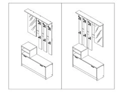 Vestiaire PENINA - 1 Porte, 2 Niches Et 1 Miroir - Coloris : Chêne -Electroménager Soldes vestiaire 436781