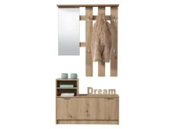 Vestiaire PENINA - 1 Porte, 2 Niches Et 1 Miroir - Coloris : Chêne -Electroménager Soldes vestiaire 436787