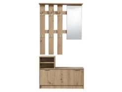 Vestiaire PENINA - 1 Porte, 2 Niches Et 1 Miroir - Coloris : Chêne -Electroménager Soldes vestiaire 436789