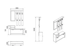Vestiaire PENINA - 1 Porte, 2 Niches Et 1 Miroir - Coloris : Chêne -Electroménager Soldes vestiaire 437065
