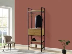 Vestiaire TAPORA - 2 Tiroirs, 3 étagères Et 1 Penderie - Coloris : Chêne Et Noir